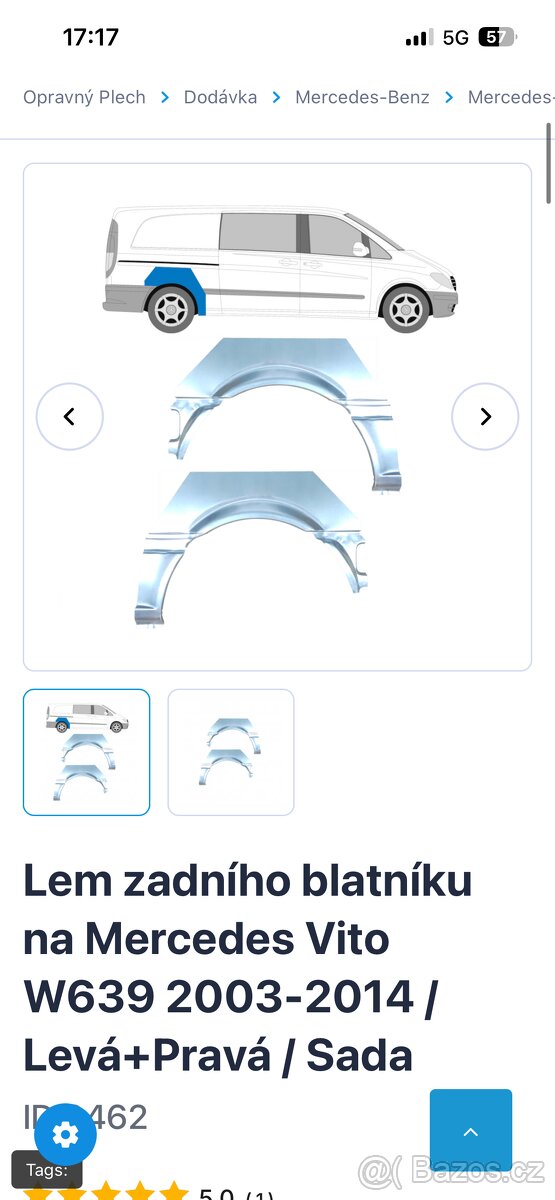 Mb vito 639 zadní lemy - 2