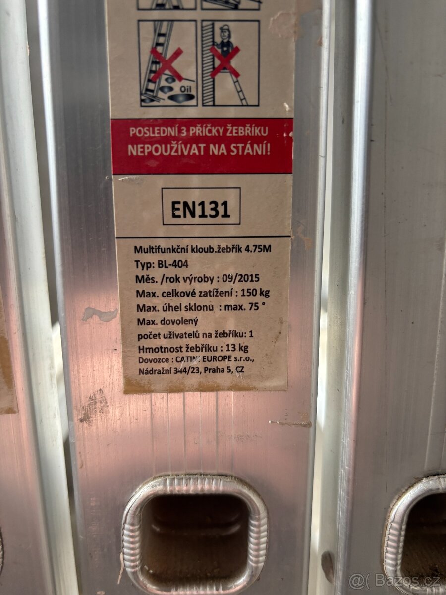 Multifunkční hliníkový kloubový žebřík BL-404 - 2