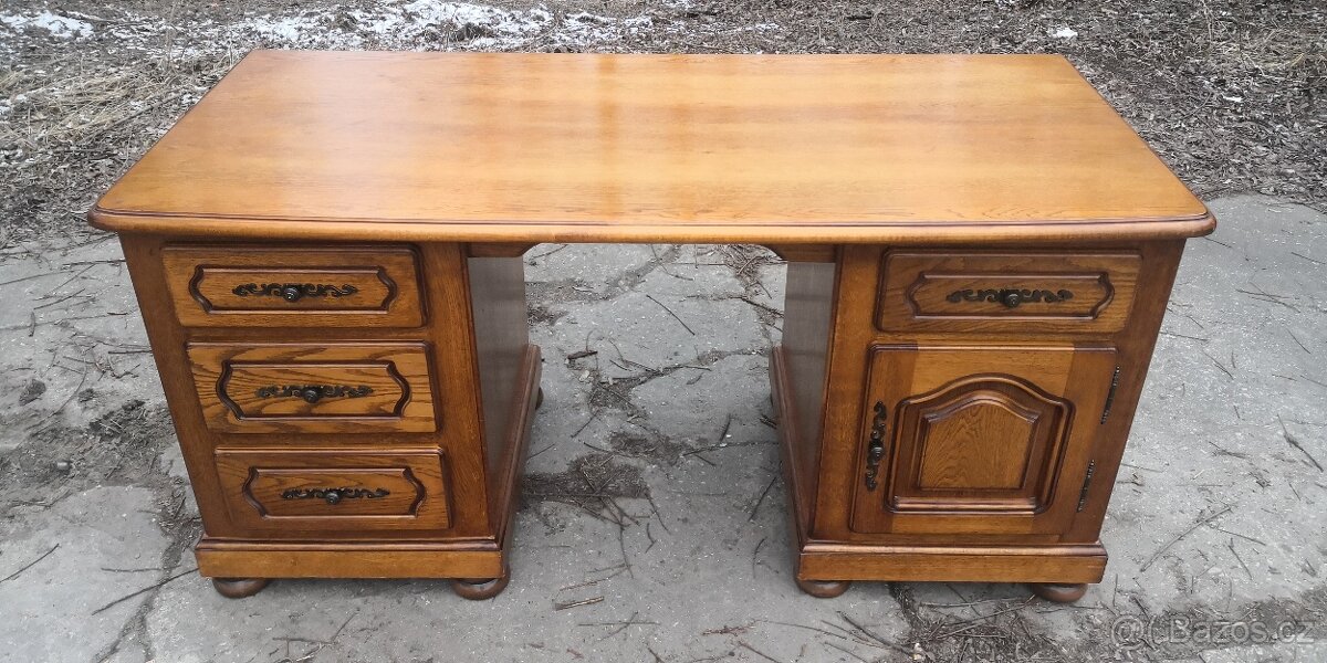 Masivní psací stůl - TOP STAV - 2