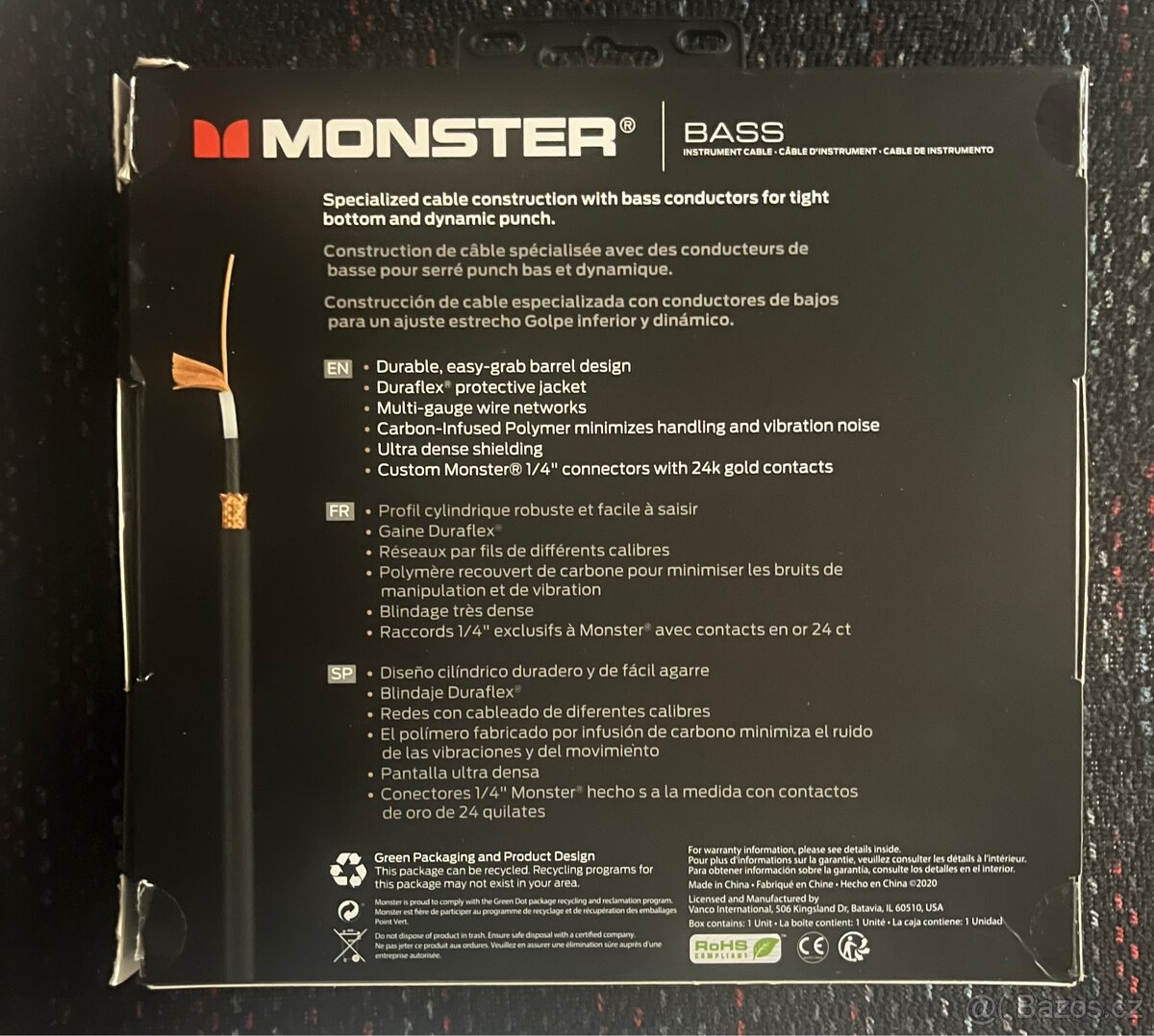 nový basový kabel Monster 6,4m - 2