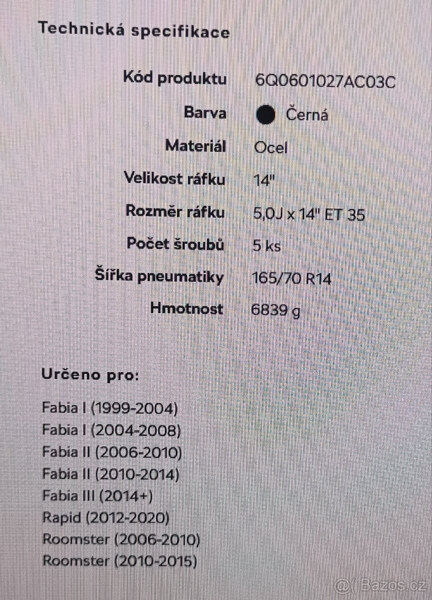 Plechové disky Škoda - 2