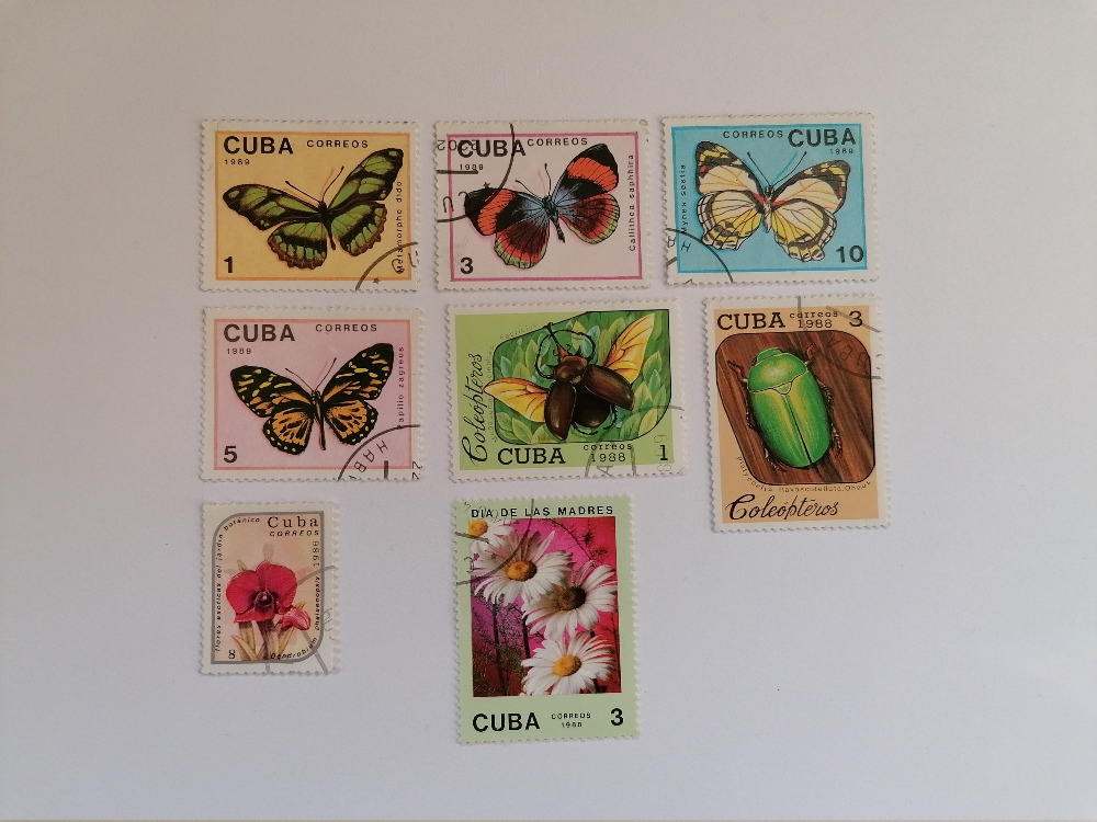 27x známky Kuba rostliny hmyz lokomotivy letadla balóny - 2