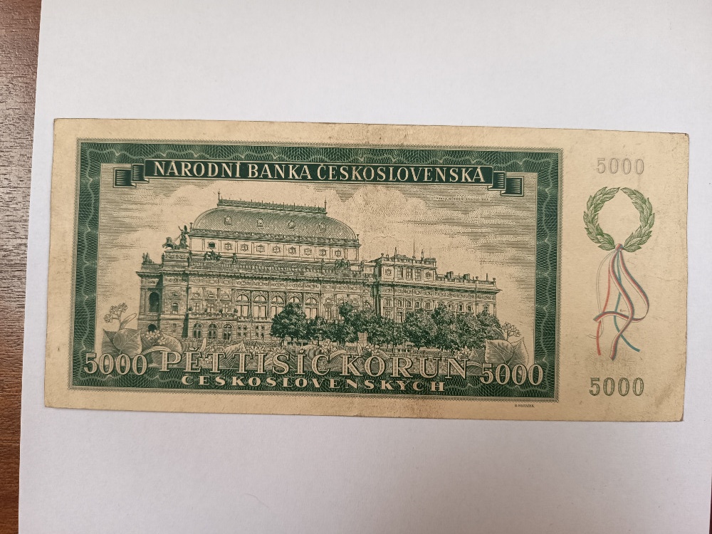 bankovka 5000 kč z roku 1945 - 2