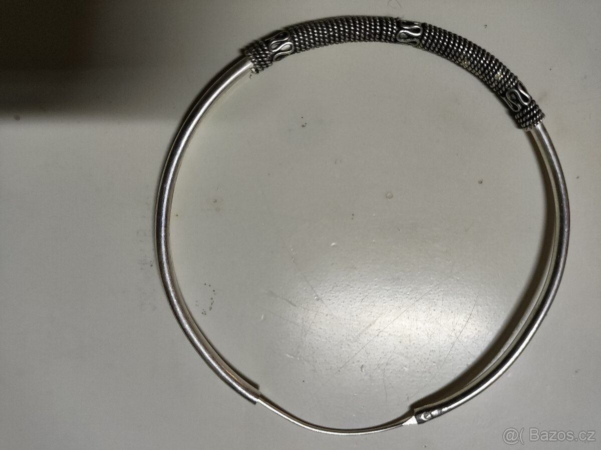 Stříbrné náušnice - kruhy s hadem - 2