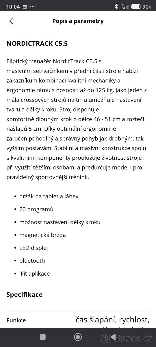 Eliptický trenažér Nordic track C5.5 - 2