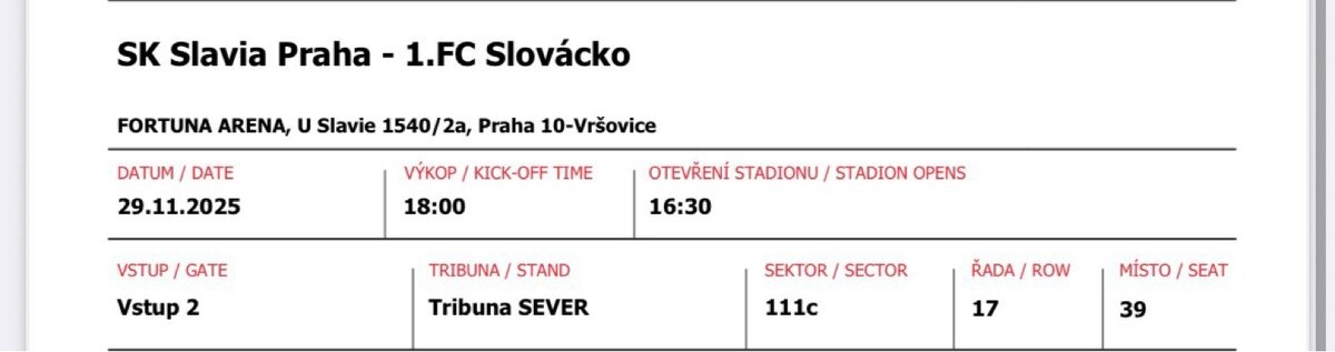 2 vstupenky - Slavia - Slovácko - 2