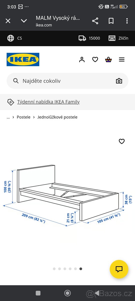 Postel Ikea Malm 90x200 - 2