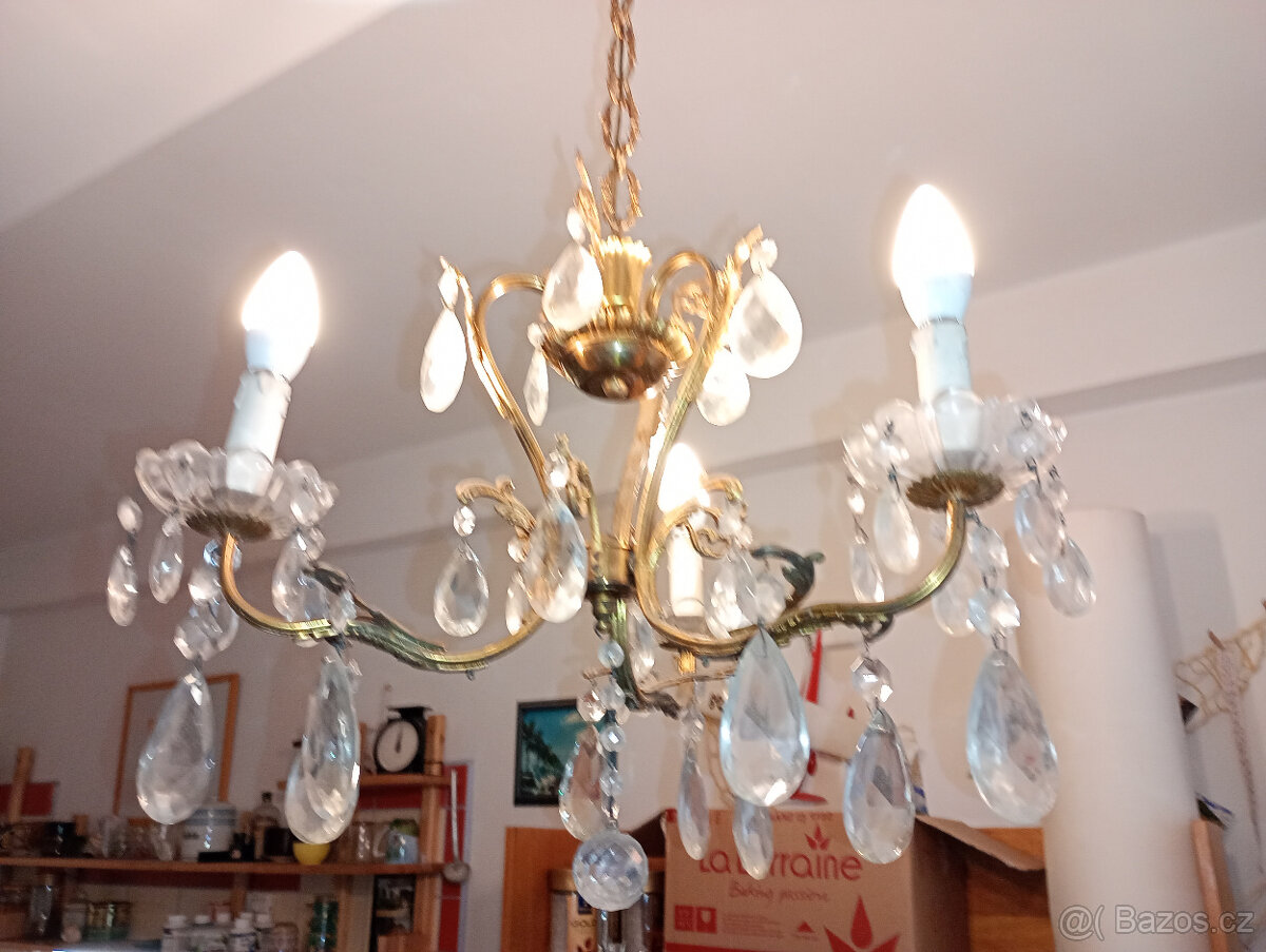 Hollywood Regency křišťálový lustr,3 ramena - 2