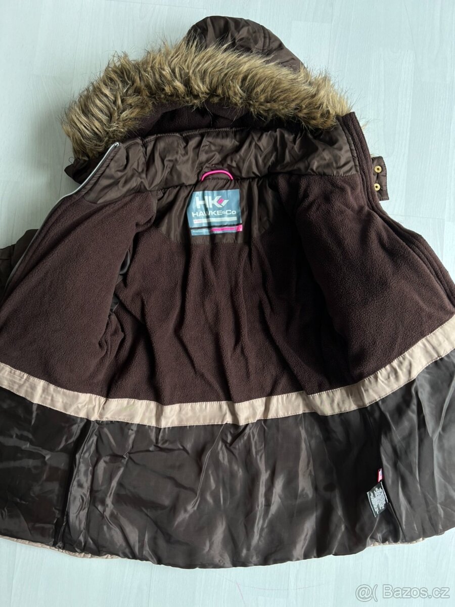 hnědá zimní bundička vel. 128-134 - 2