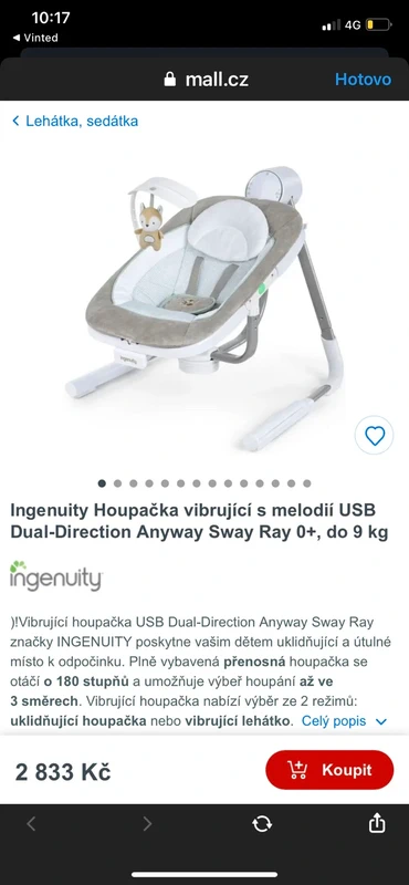 Ingenuity Houpačka vibrující s melodií USB Dual-Direction - 2