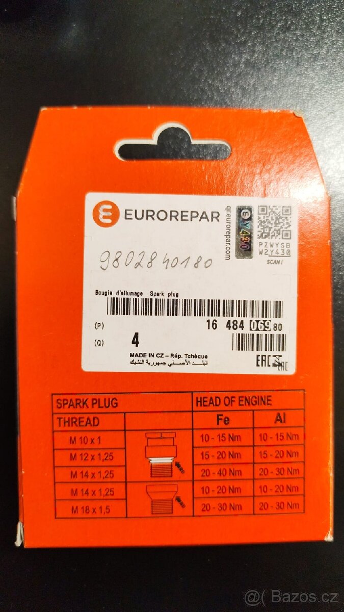 Sada zapalovacích svíček 5960L0 Citroen Peugeot - 2