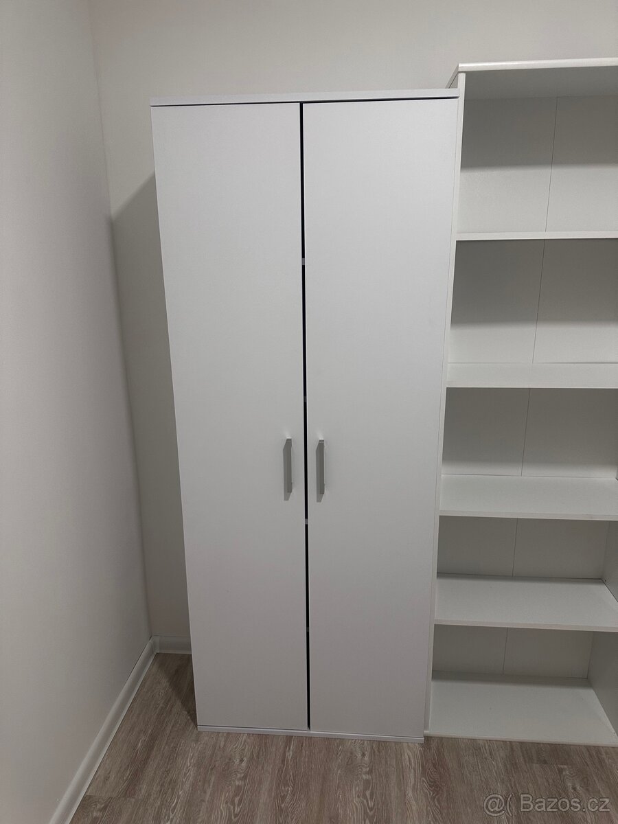 Víceúčelová policová skříň – bílá (2 ks) - 2