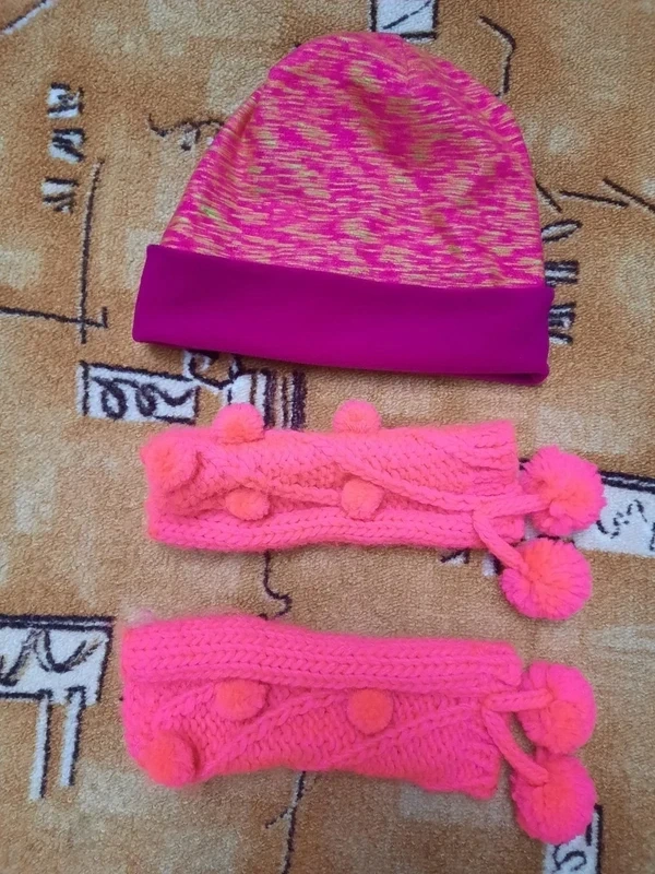 Čepice + bezprstové pletené rukavice - 2