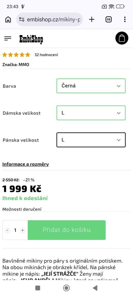 Mikiny pro pár vel. L - 2