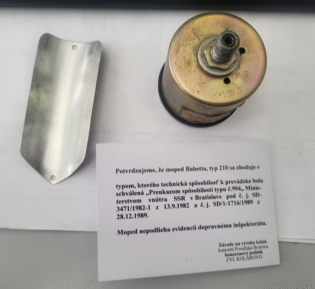 Tachometer babetta v milach kartička štítek export USA - 2