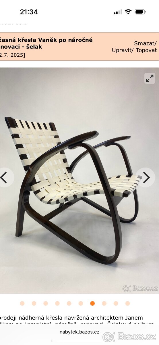 Starožitná křesla Jan Vaňek + podnožka - 2