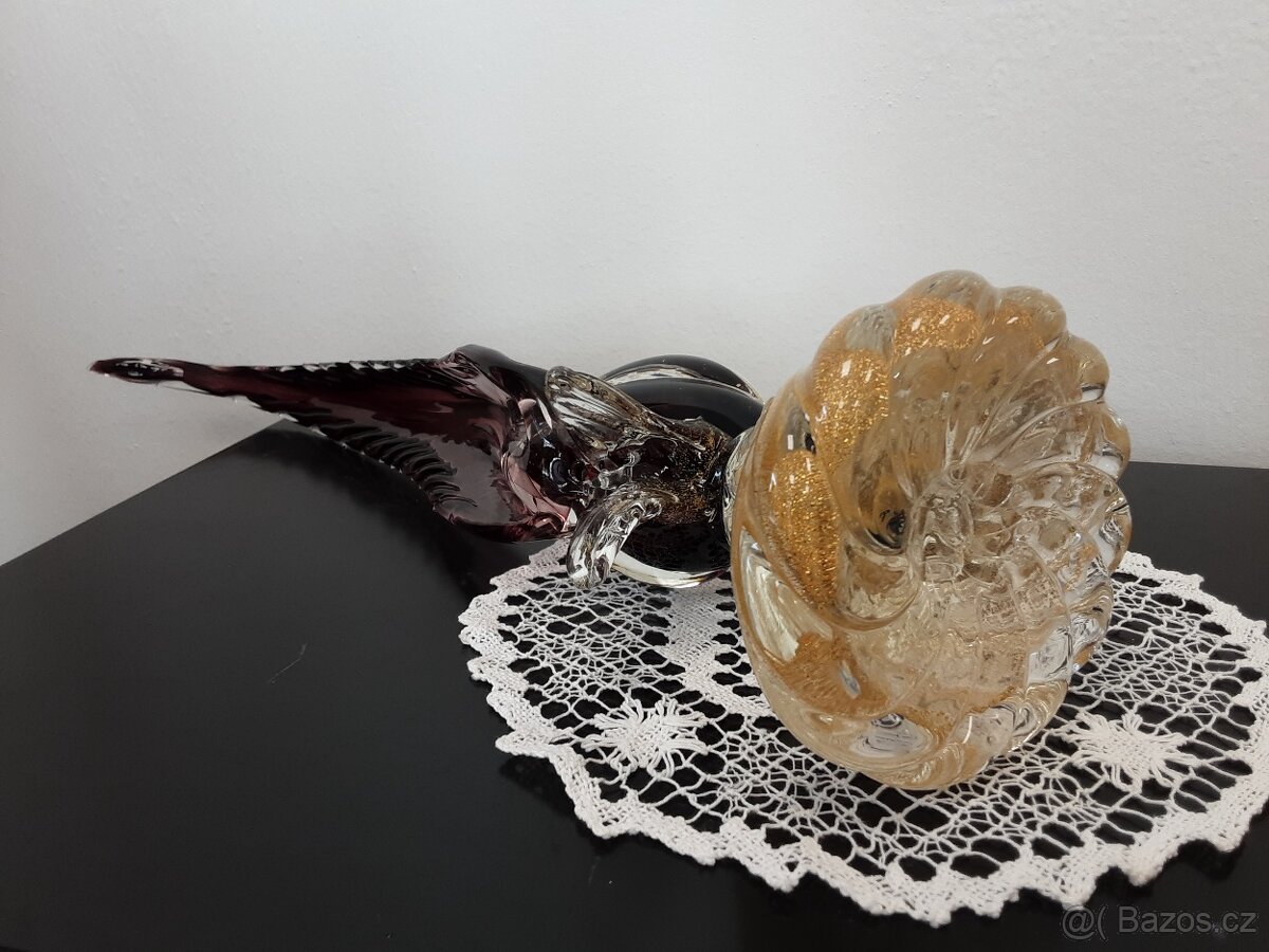 Skleněný bažant - Murano - 2