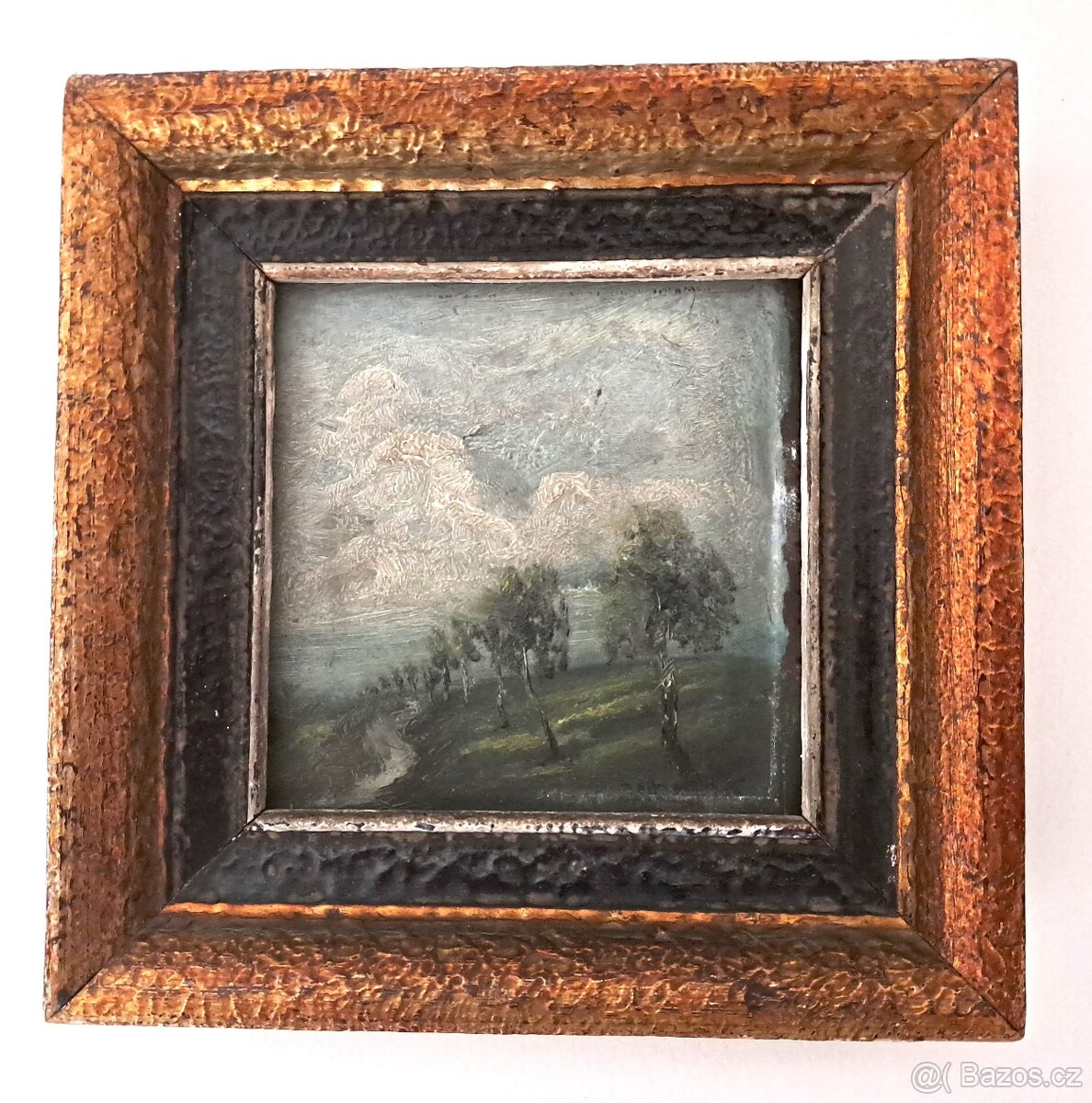 OBRAZ "KRAJINA PŘED BOUŘÍ" V KRÁSNÉM DOBOVÉM RÁMU - 2