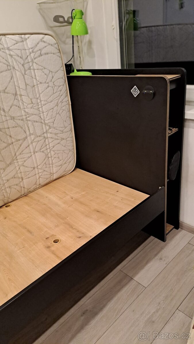 Postel 100x200 kvalitní - černá + matrace - 2