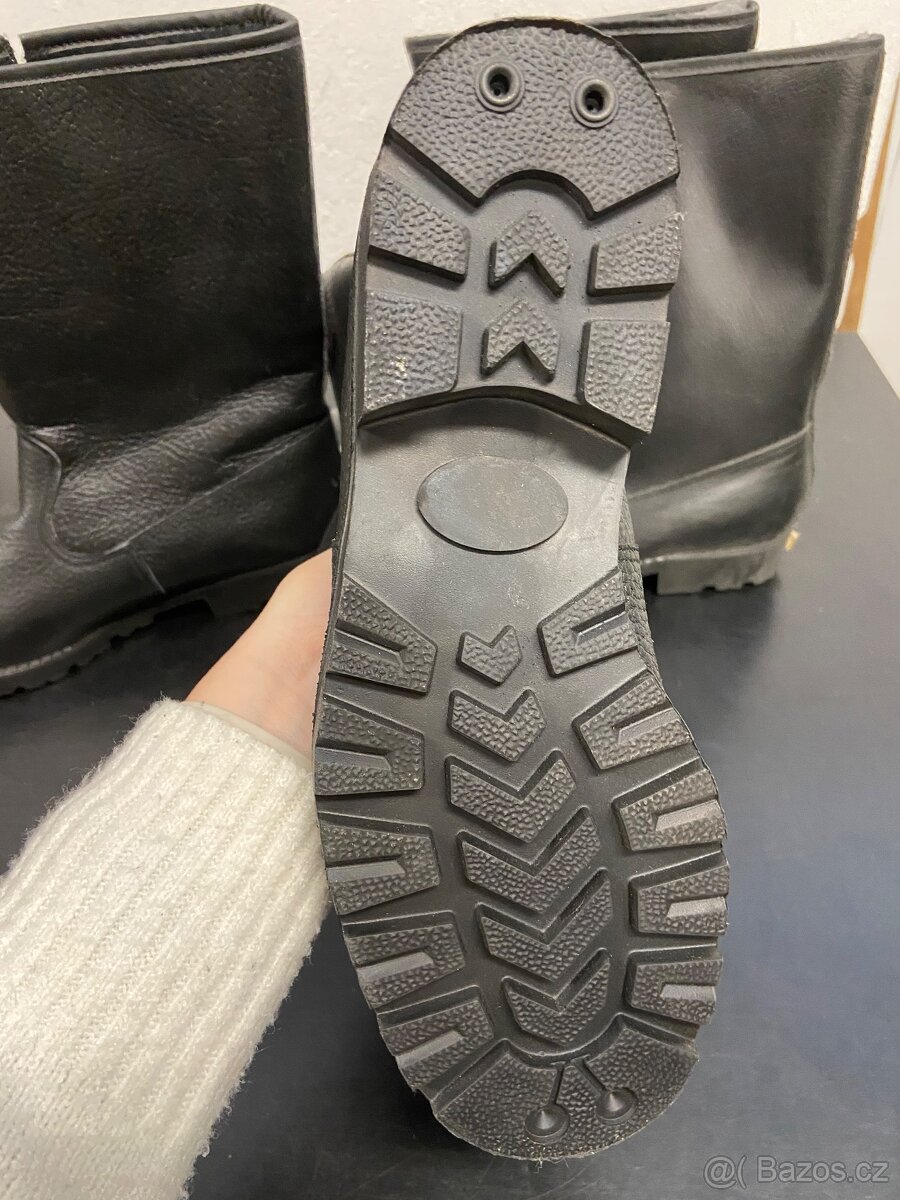 Zateplené gumáky holinky nové kožené - 2