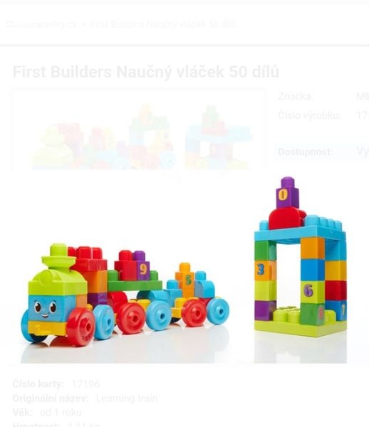 Mega Blocks First builder, Fisher price -vláček - 2