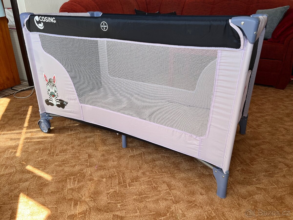 Cestovní postýlka Cosing Adam Zebra šedá - 2