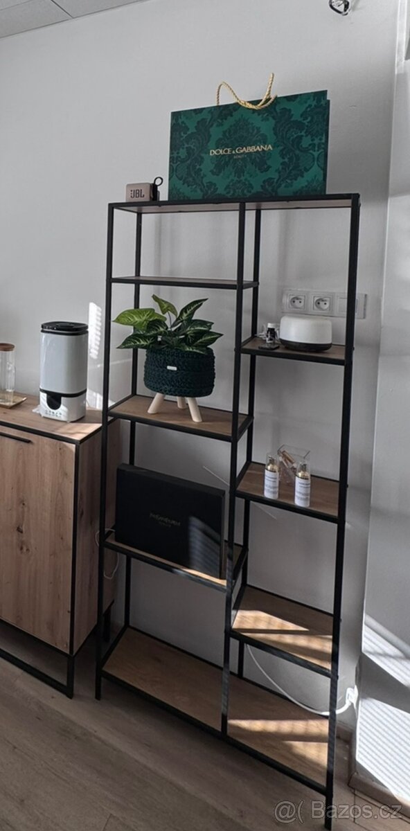 Regál policový kov dub TRAPPEDAL 7 polic - 2