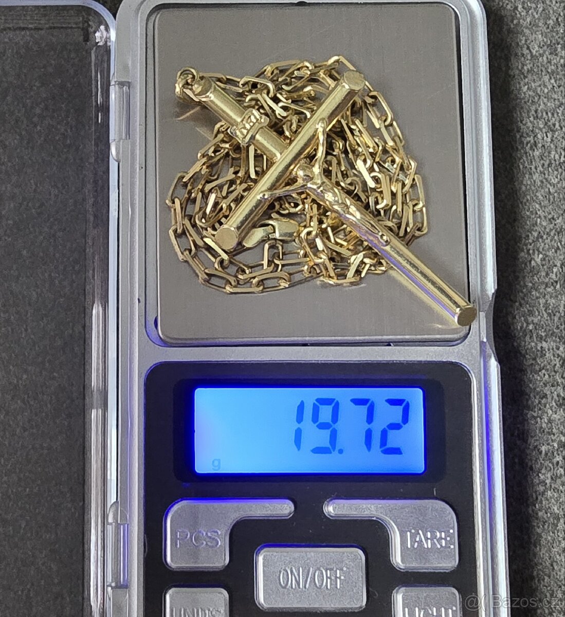 Zlatý řetízek anker pilka s křížkem14k 585/1000 - 2