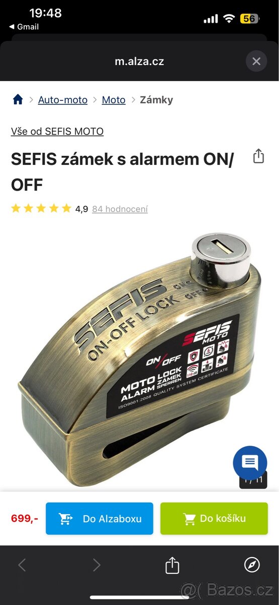 Zámek na motorku M-Style ON OFF s alarmem - 2