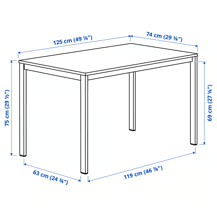 Stůl, bílá, 125x75 cm - 2