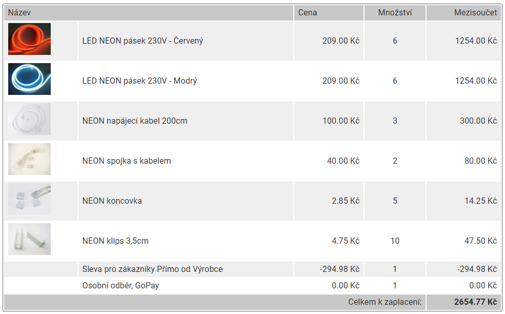 Prodám červený a modrý LED NEON pásek 230V - 2