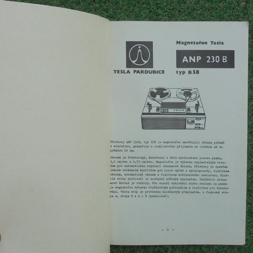 Servisní návod Magnetofon Tesla ANP 230 B typ B 58 - 2