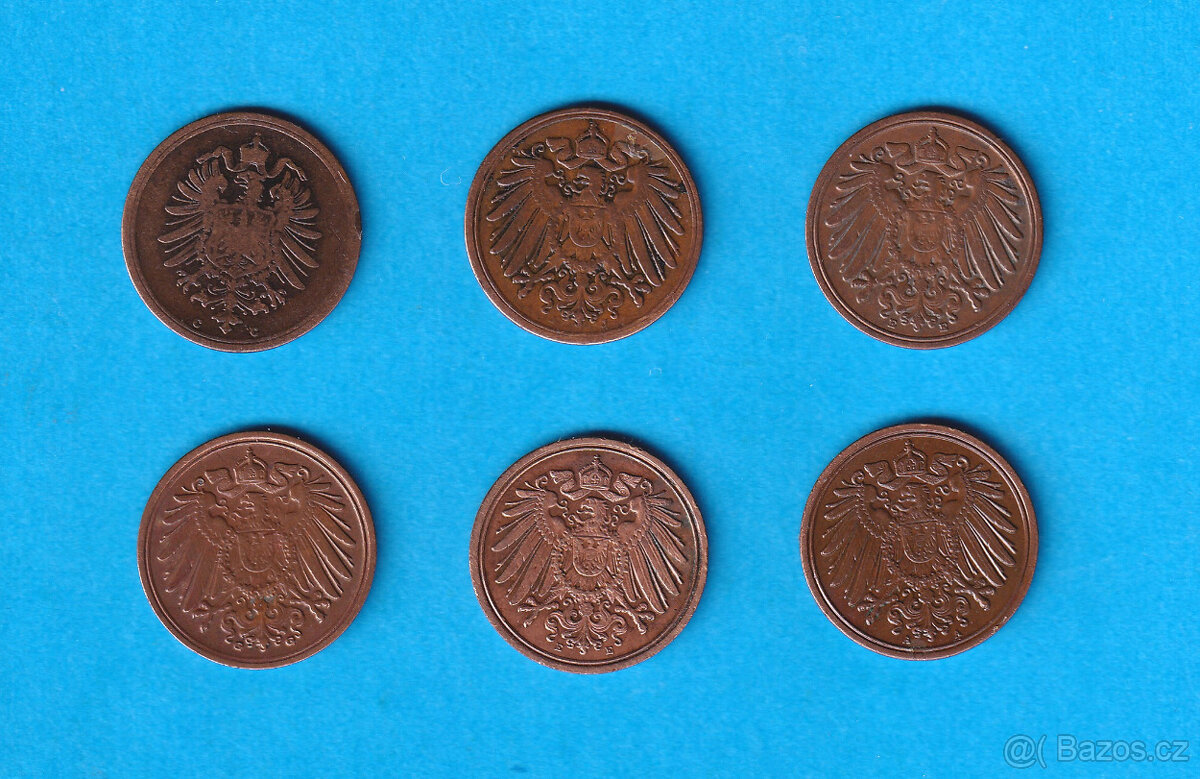 1 Pfennig (6ks) Německé císařství - 2