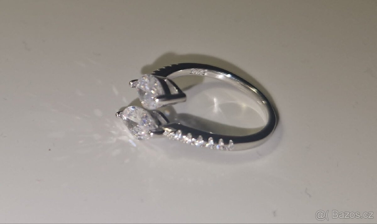 Nový dámský stříbrný nastavitelný prsten prstynek 925 - 2