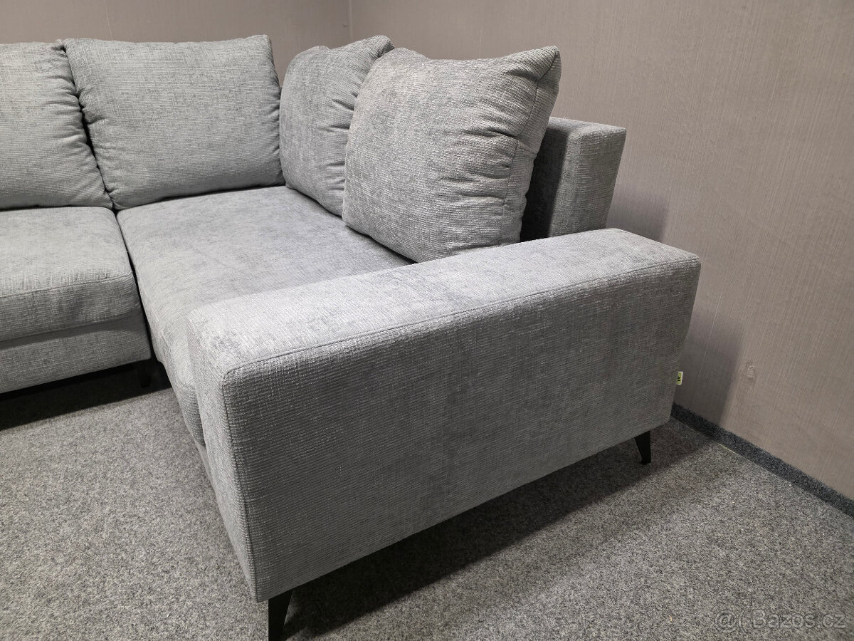 Nová rozkládací rohová sedačka světle šedá - 2