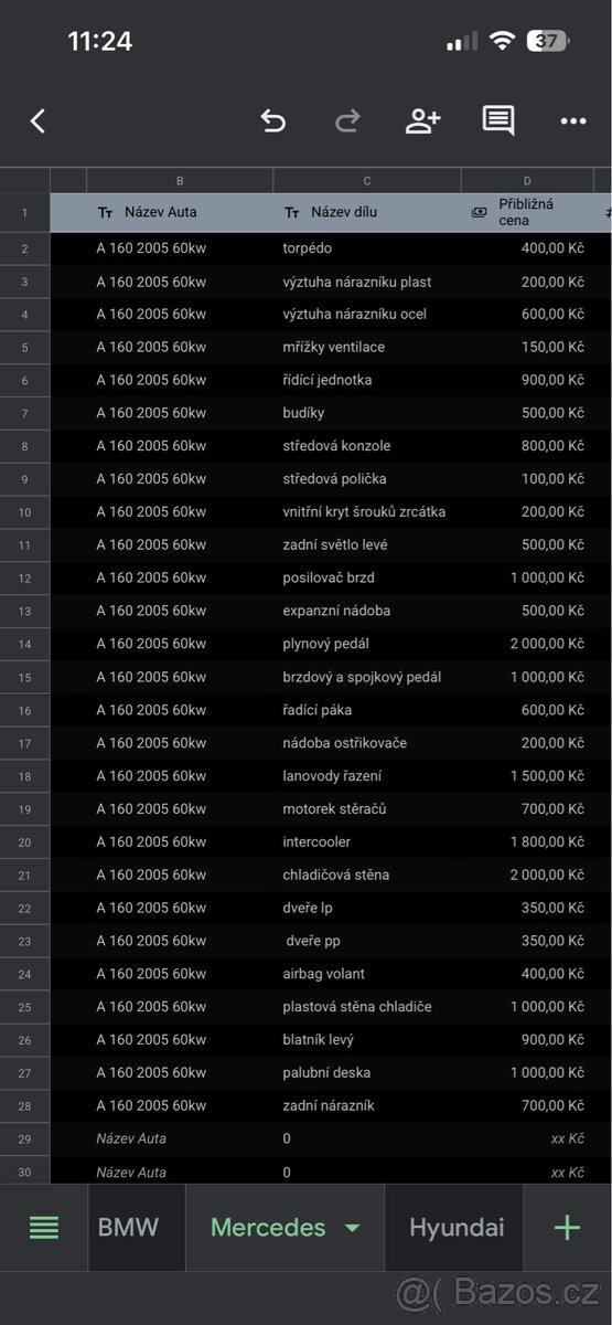 Náhradní díly na auto Mercedes a160 - 2