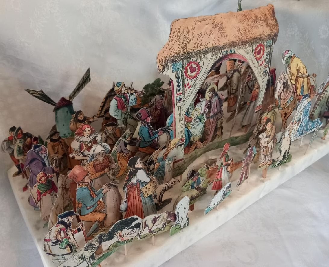 Betlém papírový staročeský, 47 postav - 2