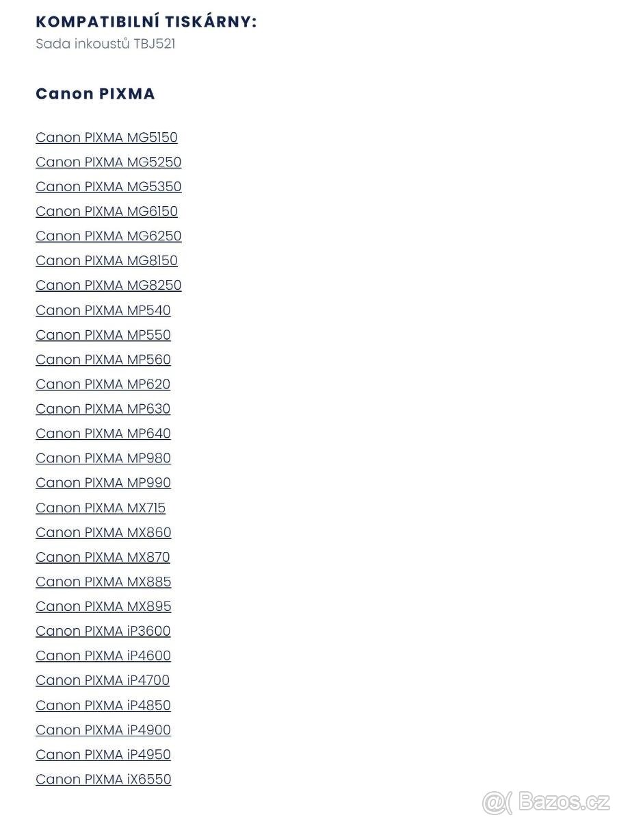 Sada inkoustů TBJ521Canon Pixma 5ks - 2