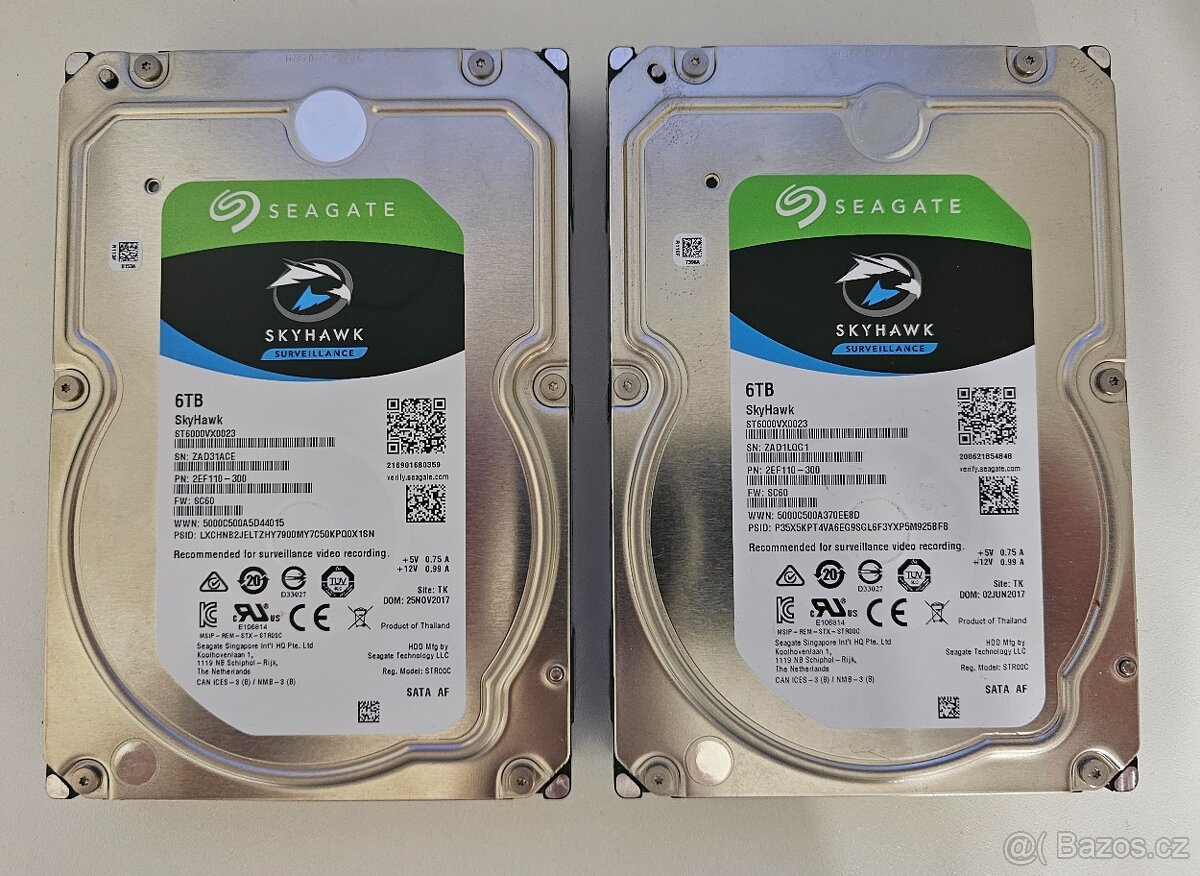 PRODÁM SADU 2x HDD SEAGATE SKYHAWK 6TB (SATA) - 2