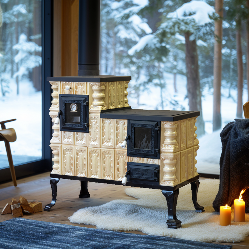 Keramická kachlová kamna s troubou na tuhé palivo - 2