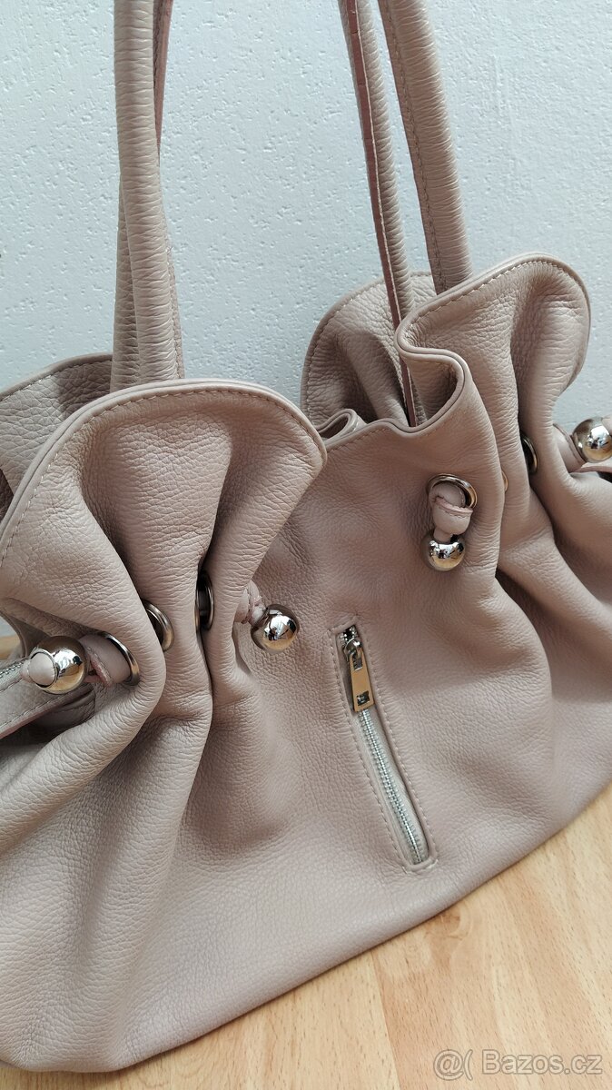 Pudrová kožená kabelka - 2