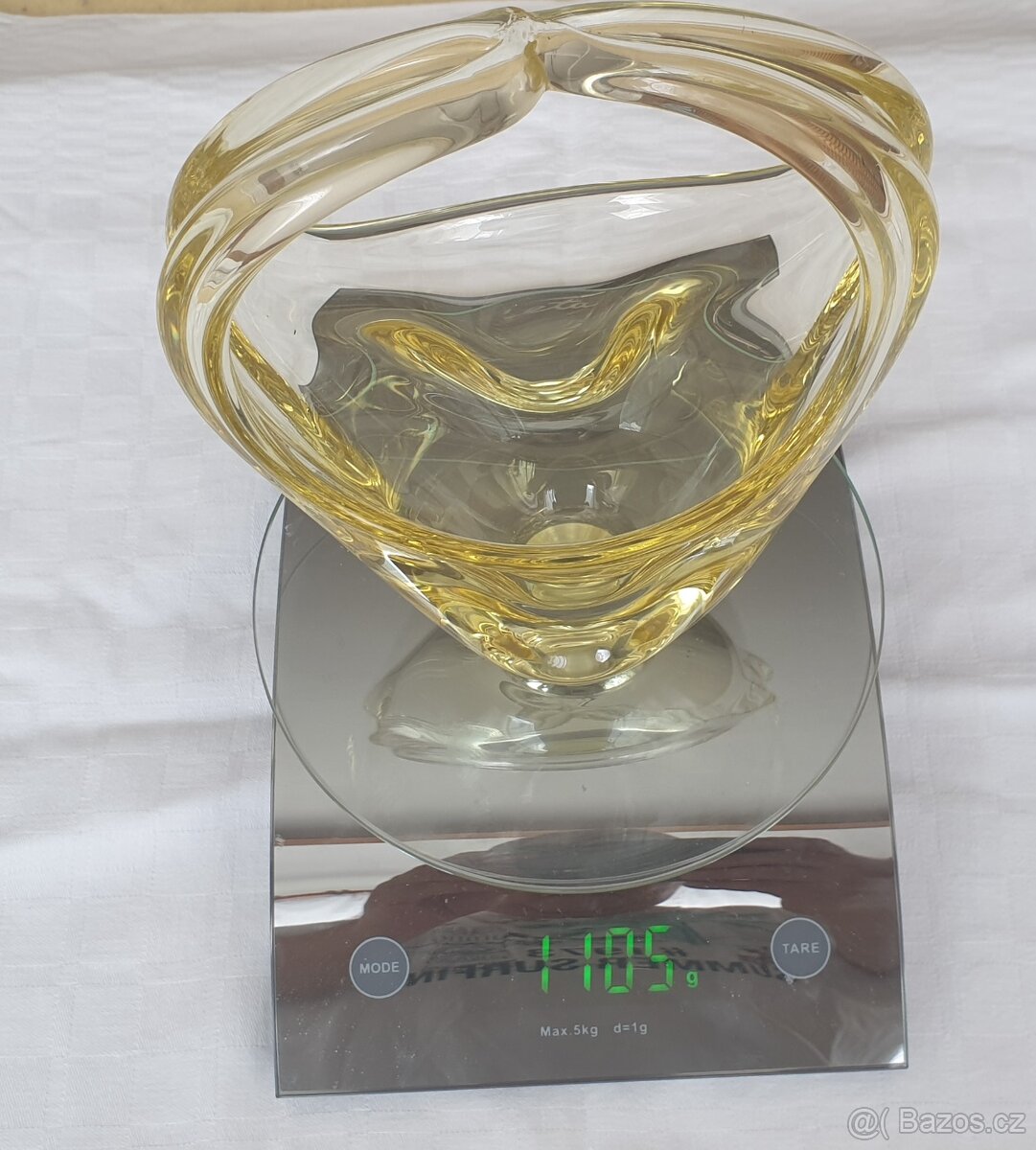 Hutní sklo - citrínový košík M.Klinger - 2