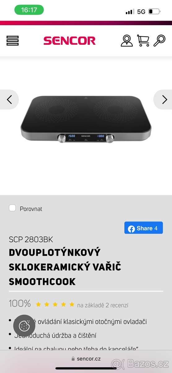 DVOUPLOTÝNKOVÝ SKLOKERAMICKÝ VAŘIČ SMOOTHCOOK - 2