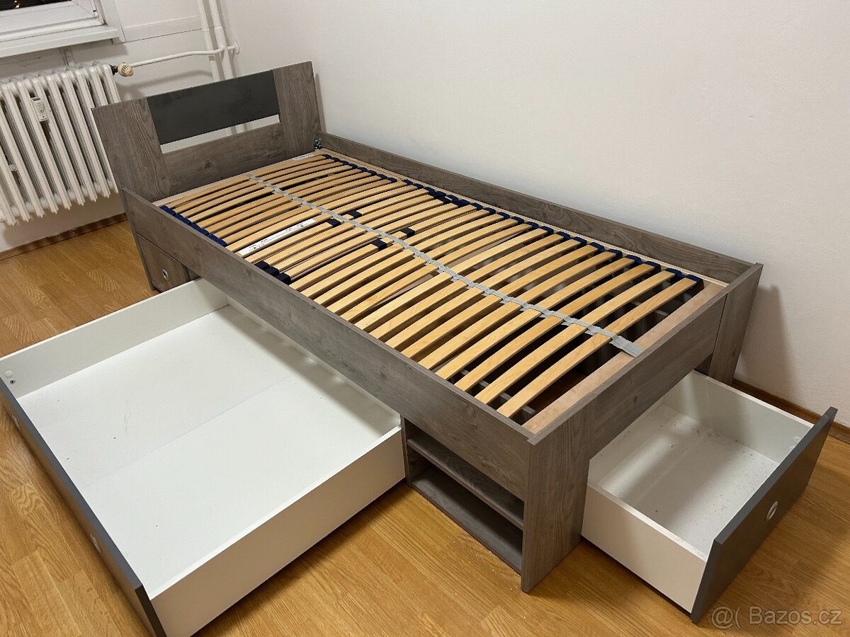 Postel 90x200cm s úložným prostorem - 2