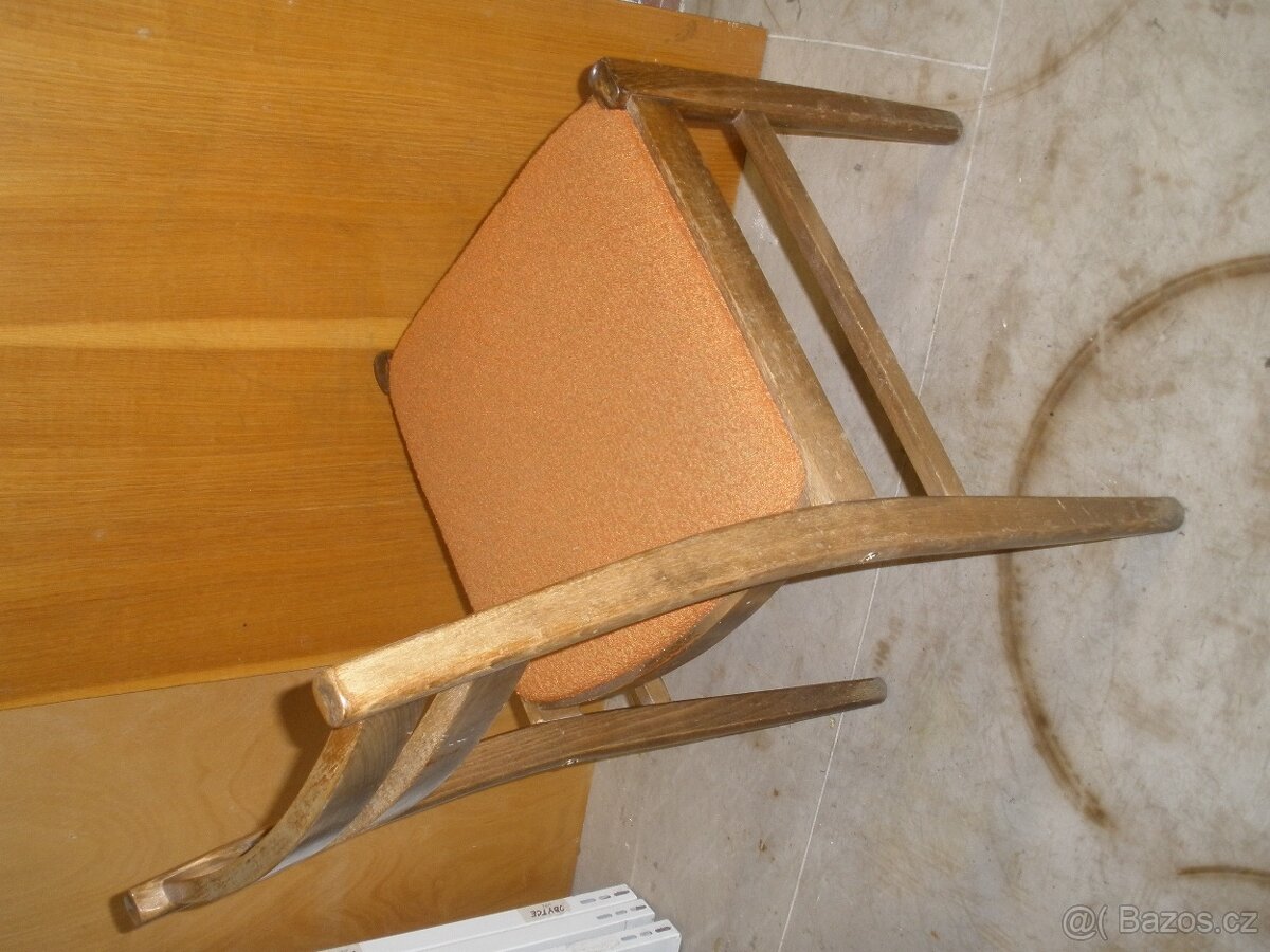 Stará dřevěná čalouněná židle / buk / - 2