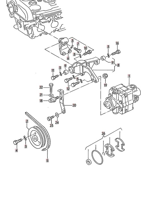 Audi coupe 5ti válec 20V - Držák servočerpadla - 2