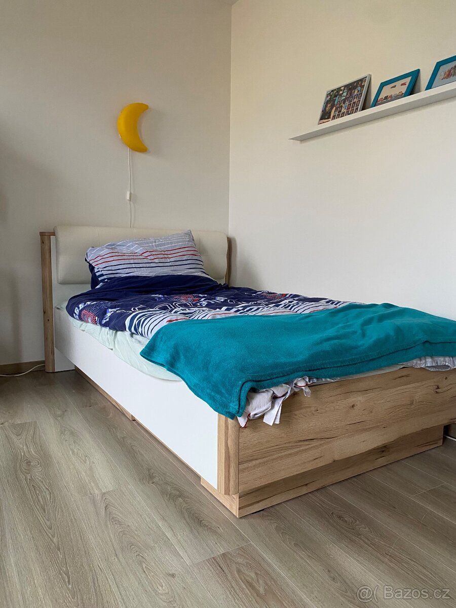 Dřevěná postel 120x200 + MATRACE A ROŠTY - 2