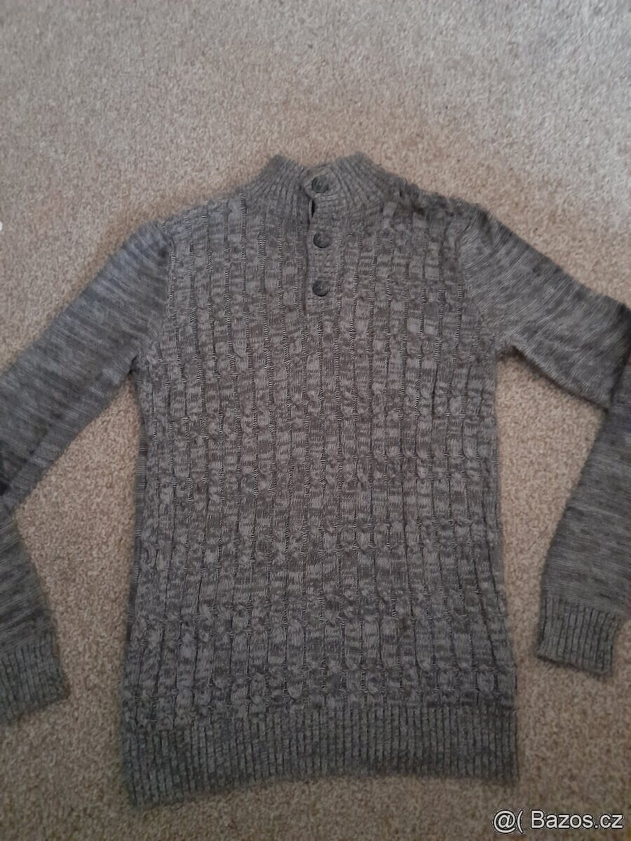 Pánský svetr - šedý vel. S. - 2