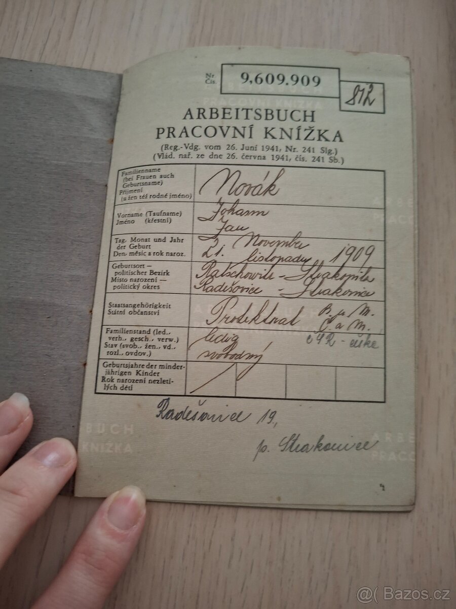 Pracovní knížka – Arbeitsbuch (Protektorát Čechy a Morava) - 2