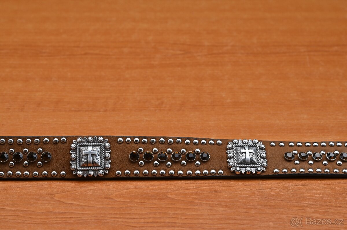 Prodám kožený pásek s kamínky - 2